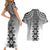 New Zealand Couples Matching Short Sleeve Bodycon Dress and Hawaiian Shirt Poutama Mix Gray Taniko Inspired Art