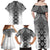 New Zealand Family Matching Off Shoulder Maxi Dress and Hawaiian Shirt Poutama Mix Gray Taniko Inspired Art LT05