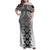 New Zealand Family Matching Off Shoulder Maxi Dress and Hawaiian Shirt Poutama Mix Gray Taniko Inspired Art LT05