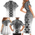 New Zealand Family Matching Short Sleeve Bodycon Dress and Hawaiian Shirt Poutama Mix Gray Taniko Inspired Art LT05