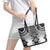 New Zealand Leather Tote Bag Poutama Mix Gray Taniko Inspired Art LT05