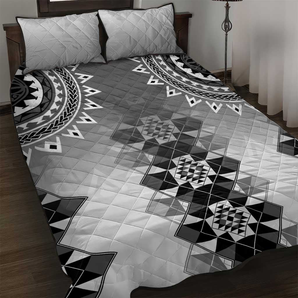 New Zealand Quilt Bed Set Poutama Mix Gray Taniko Inspired Art LT05 Gray - Polynesian Pride