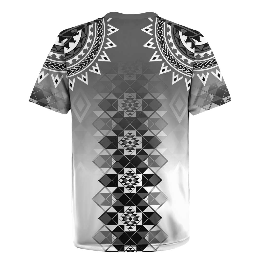 New Zealand Rugby Jersey Poutama Mix Gray Taniko Inspired Art LT05 - Polynesian Pride