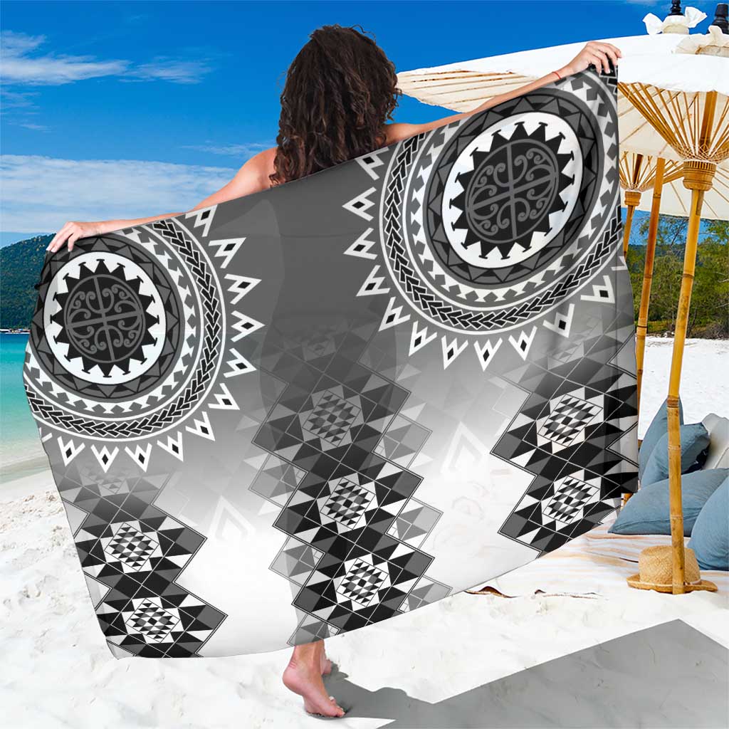 New Zealand Sarong Poutama Mix Gray Taniko Inspired Art LT05 One Size 44 x 66 inches Gray - Polynesian Pride