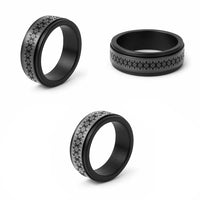 New Zealand Spinner Ring Poutama Mix Gray Taniko Inspired Art LT05 - Polynesian Pride