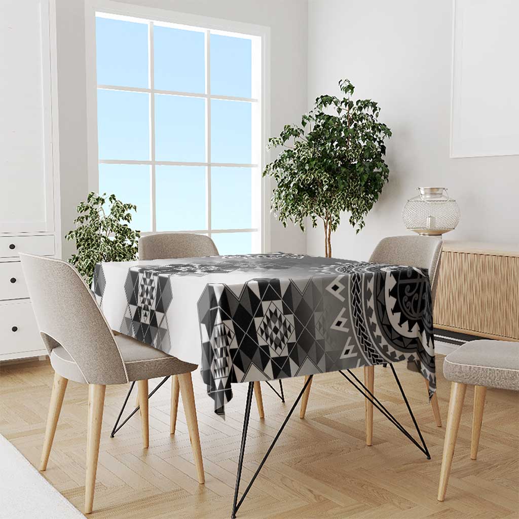New Zealand Tablecloth Poutama Mix Gray Taniko Inspired Art LT05 - Polynesian Pride