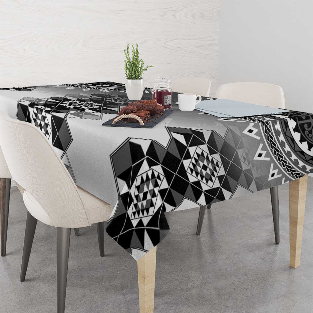 New Zealand Tablecloth Poutama Mix Gray Taniko Inspired Art LT05 - Polynesian Pride