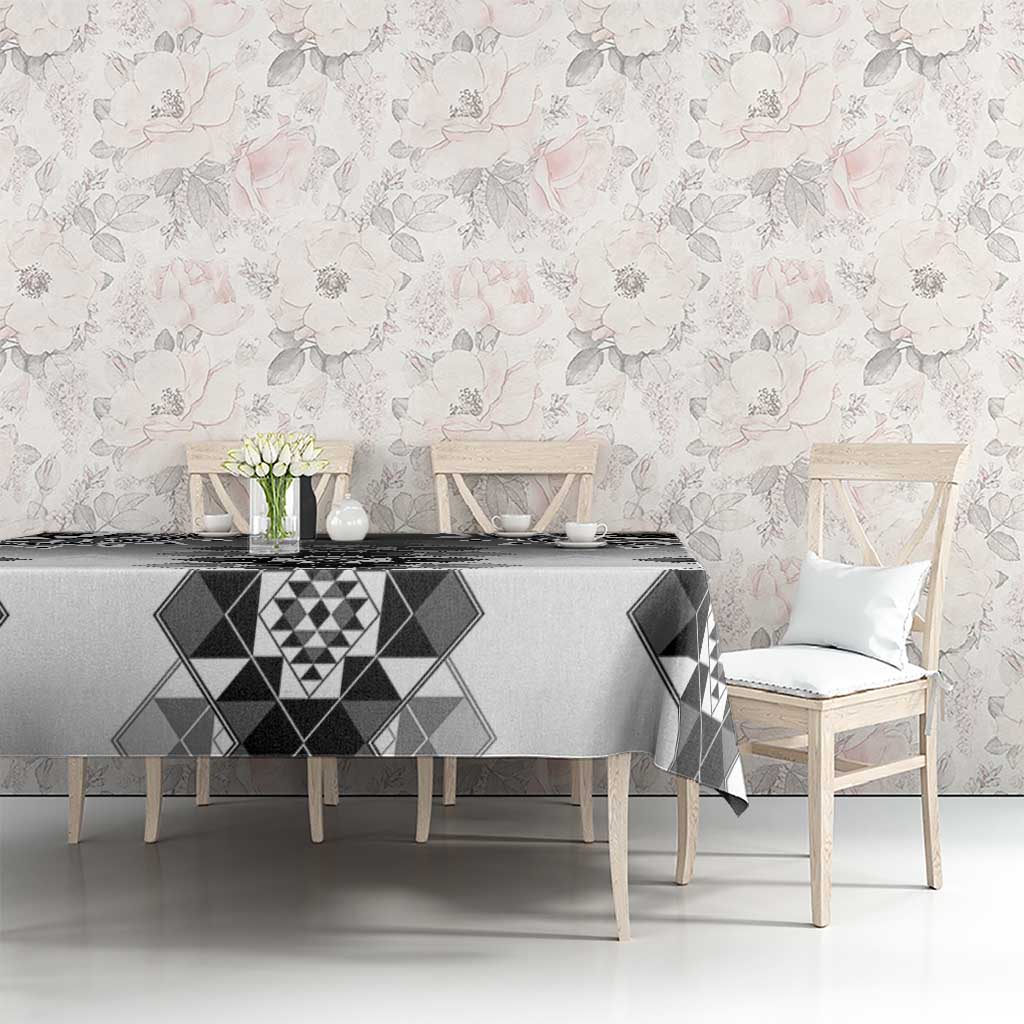 New Zealand Tablecloth Poutama Mix Gray Taniko Inspired Art LT05 - Polynesian Pride