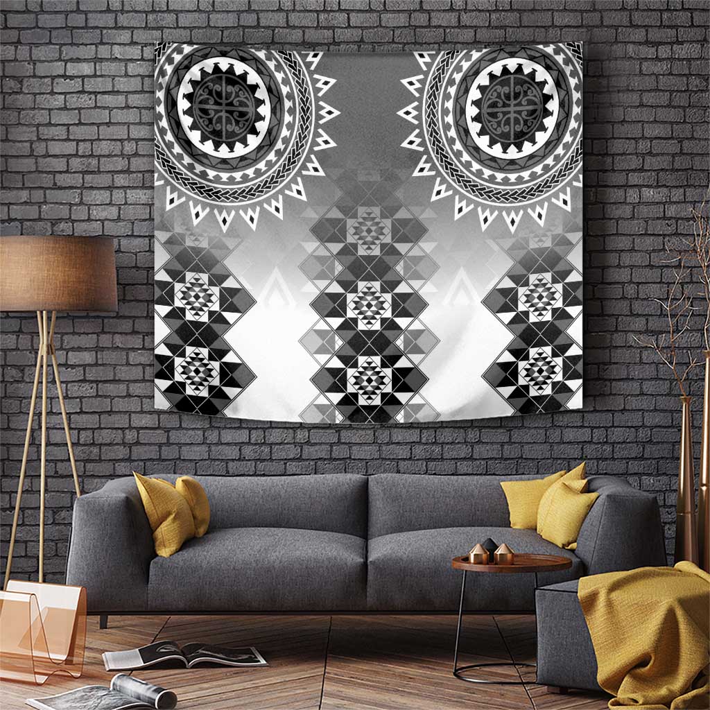 New Zealand Tapestry Poutama Mix Gray Taniko Inspired Art LT05 Gray - Polynesian Pride