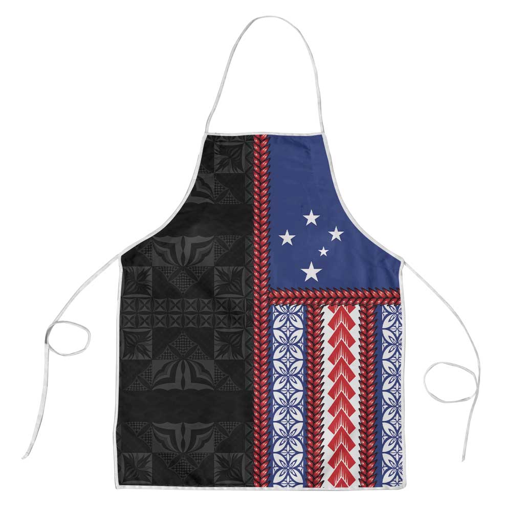 Samoa Flag Apron Ula Fala With Samoan Siapo LT05 Black - Polynesian Pride
