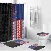 Samoa Flag Bathroom Set Ula Fala With Samoan Siapo LT05 Bathroom Set (4 pcs) Black - Polynesian Pride