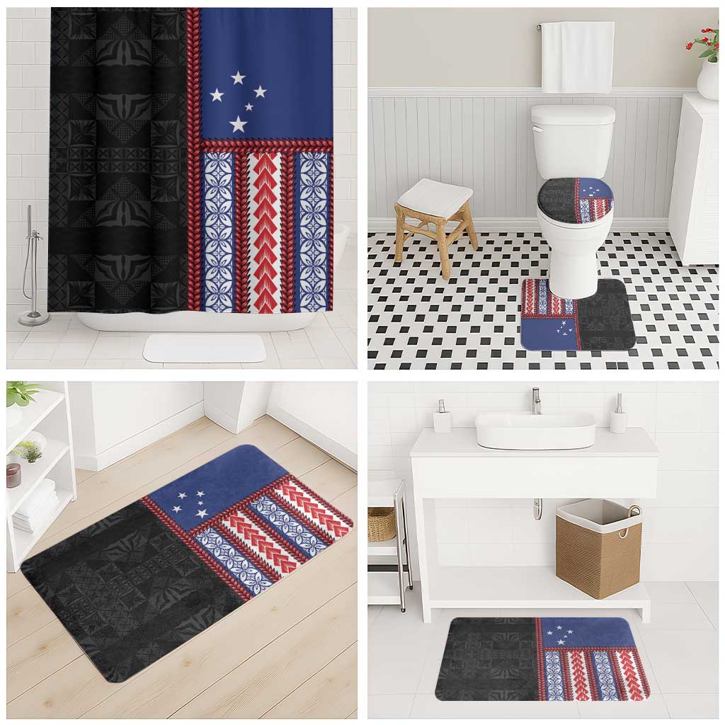 Samoa Flag Bathroom Set Ula Fala With Samoan Siapo LT05 - Polynesian Pride