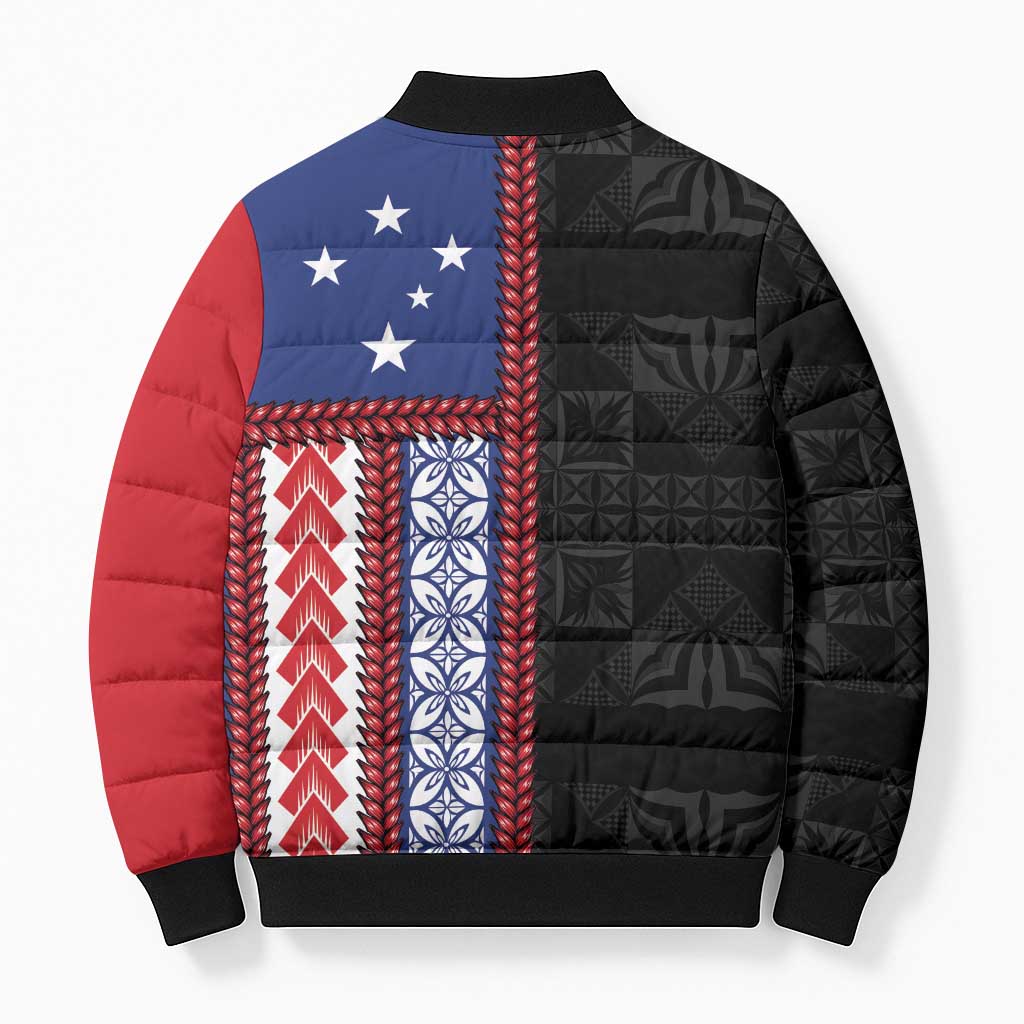 Samoa Flag Bomber Puffer Jacket Ula Fala With Samoan Siapo LT05 - Polynesian Pride
