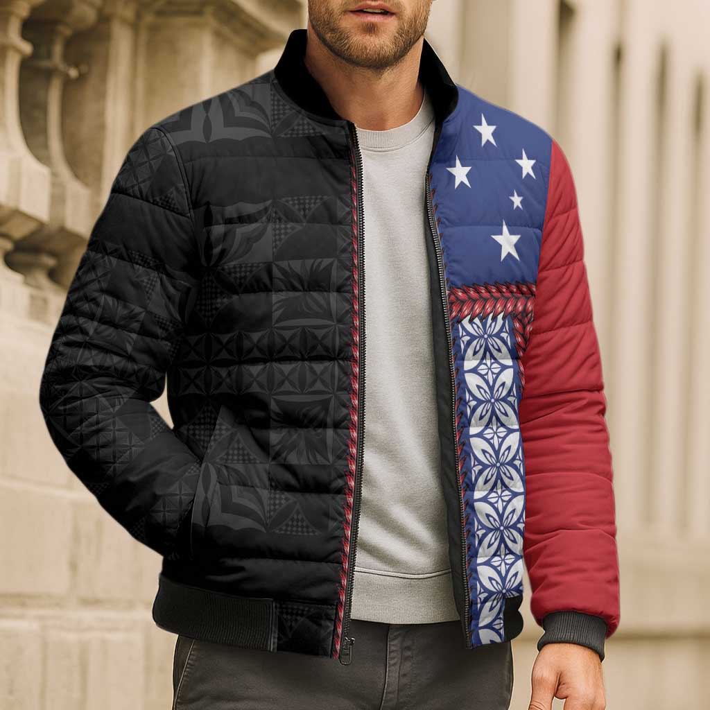 Samoa Flag Bomber Puffer Jacket Ula Fala With Samoan Siapo LT05 - Polynesian Pride