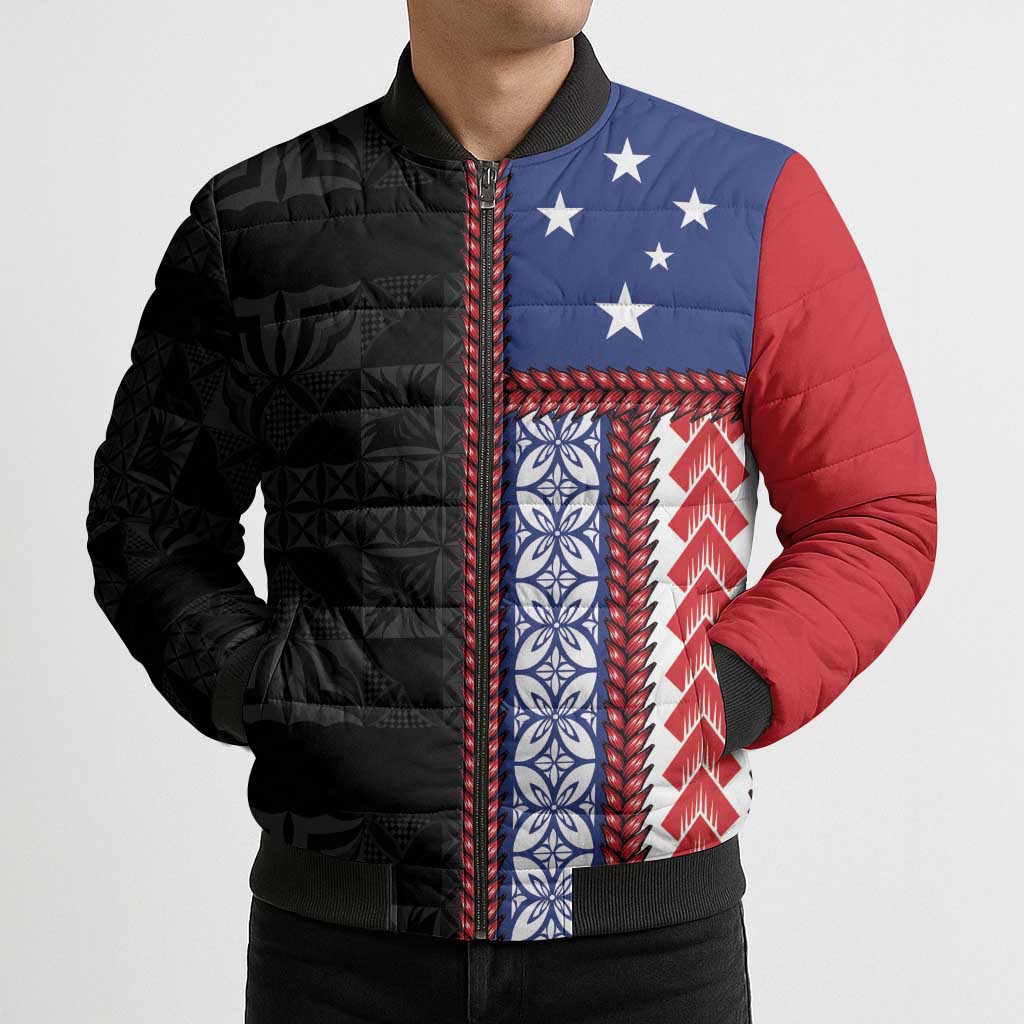 Samoa Flag Bomber Puffer Jacket Ula Fala With Samoan Siapo LT05 - Polynesian Pride