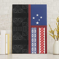 Samoa Flag Canvas Wall Art Ula Fala With Samoan Siapo LT05 Without Frame Black - Polynesian Pride