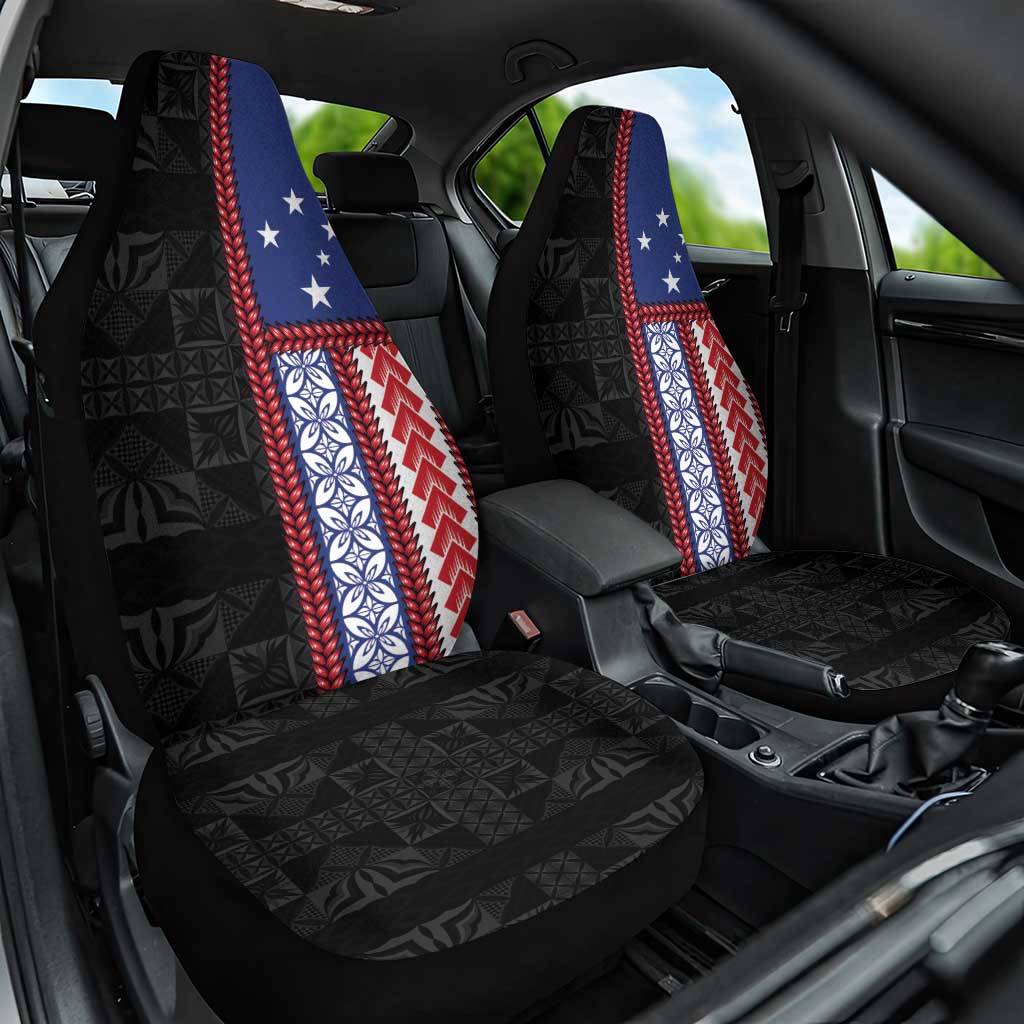 Samoa Flag Car Seat Cover Ula Fala With Samoan Siapo LT05 One Size Black - Polynesian Pride