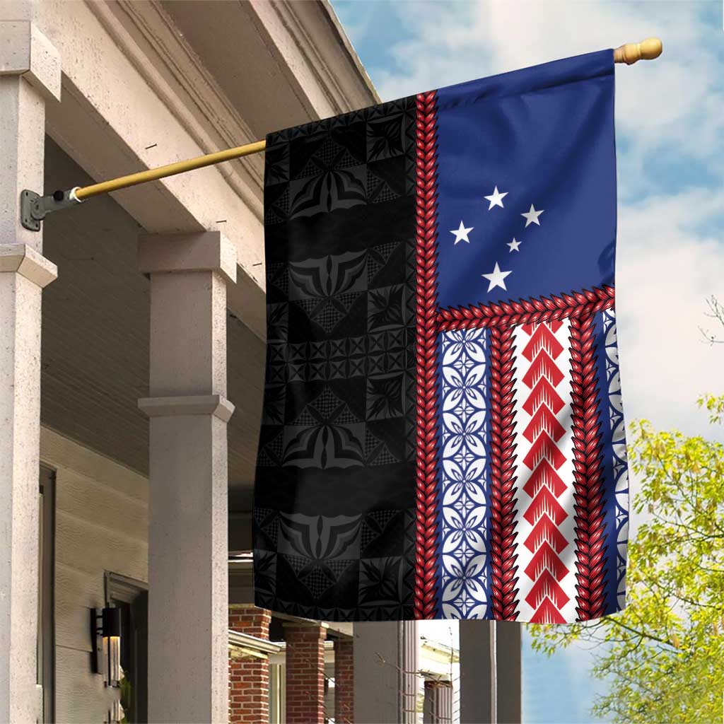 Samoa Flag Garden Flag Ula Fala With Samoan Siapo LT05 House Flag Black - Polynesian Pride