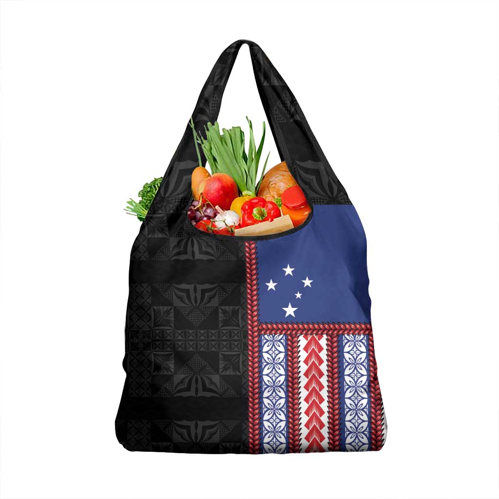 Samoa Flag Grocery Bag Ula Fala With Samoan Siapo LT05 1-pack One Size Black - Polynesian Pride