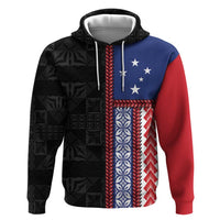 Samoa Flag Hoodie Ula Fala With Samoan Siapo LT05 Pullover Hoodie Black - Polynesian Pride