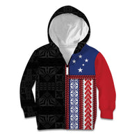 Samoa Flag Kid Hoodie Ula Fala With Samoan Siapo LT05 Zip Hoodie Black - Polynesian Pride