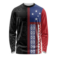 Samoa Flag Long Sleeve Shirt Ula Fala With Samoan Siapo LT05 Unisex Black - Polynesian Pride