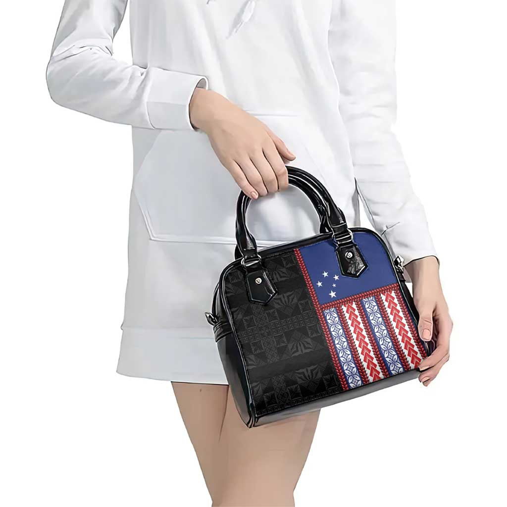 Samoa Flag Shoulder Handbag Ula Fala With Samoan Siapo LT05 - Polynesian Pride