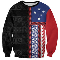 Samoa Flag Sweatshirt Ula Fala With Samoan Siapo LT05 Unisex Black - Polynesian Pride