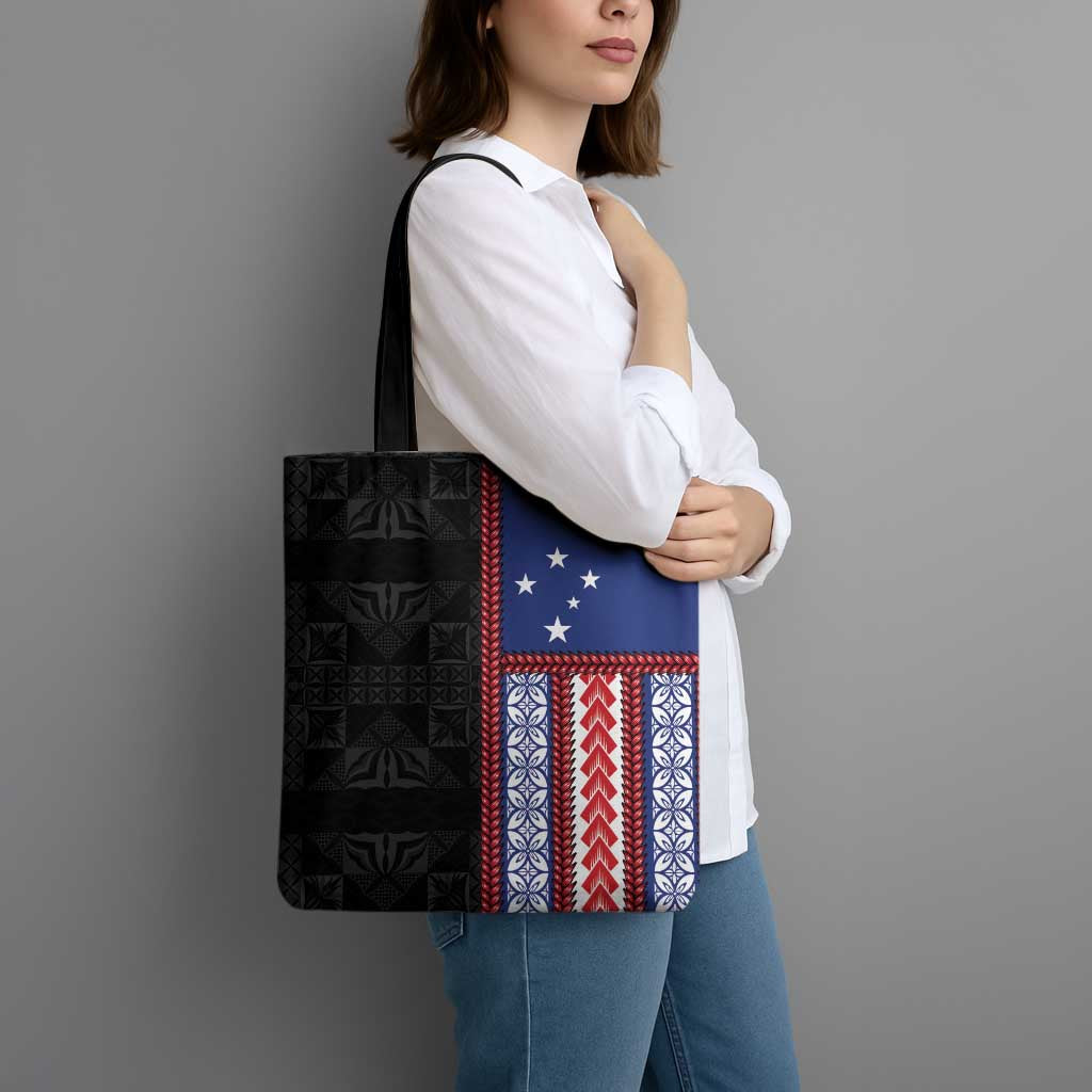 Samoa Flag Tote Bag Ula Fala With Samoan Siapo LT05 - Polynesian Pride