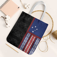 Samoa Flag Tote Bag Ula Fala With Samoan Siapo LT05 White Strap One Size Black - Polynesian Pride