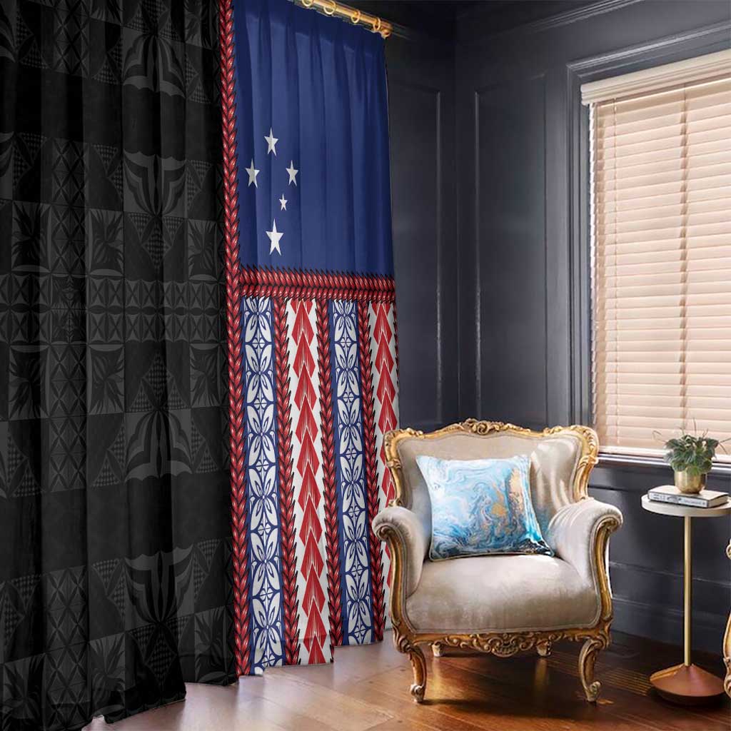 Samoa Flag Window Curtain Ula Fala With Samoan Siapo LT05 - Polynesian Pride