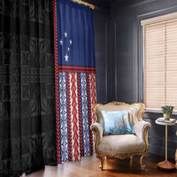 Samoa Flag Window Curtain Ula Fala With Samoan Siapo LT05 - Polynesian Pride