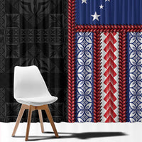 Samoa Flag Window Curtain Ula Fala With Samoan Siapo LT05 - Polynesian Pride