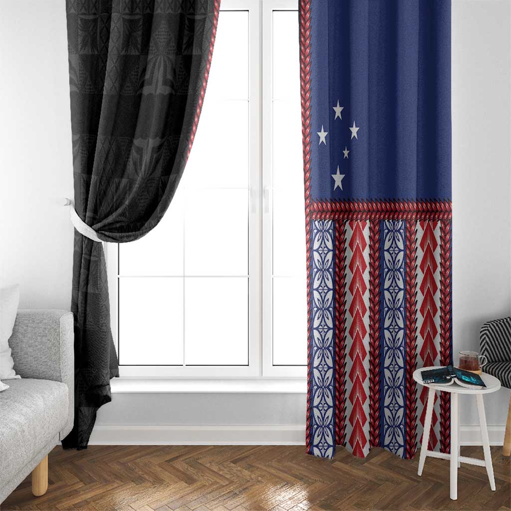 Samoa Flag Window Curtain Ula Fala With Samoan Siapo LT05 - Polynesian Pride