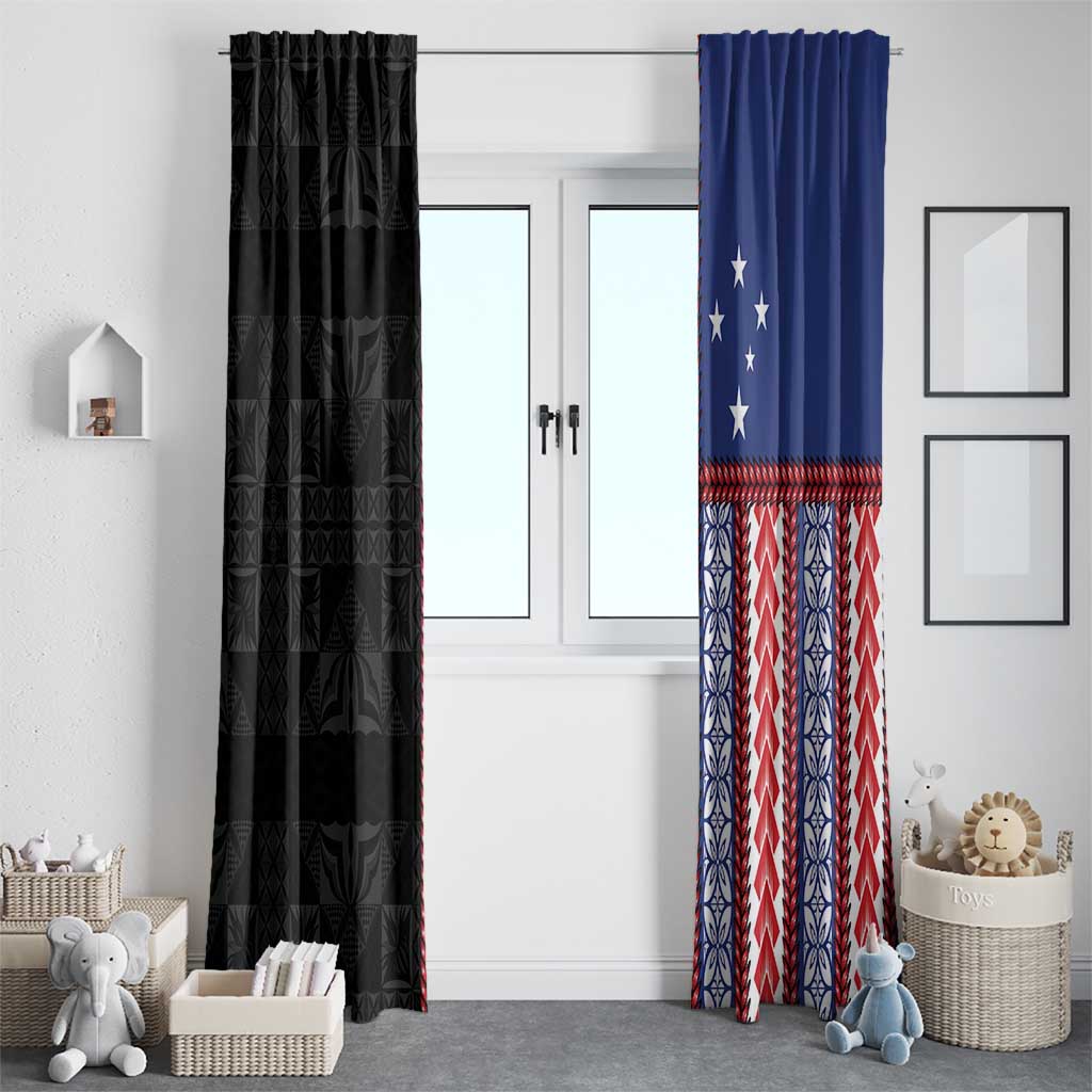 Samoa Flag Window Curtain Ula Fala With Samoan Siapo LT05 - Polynesian Pride