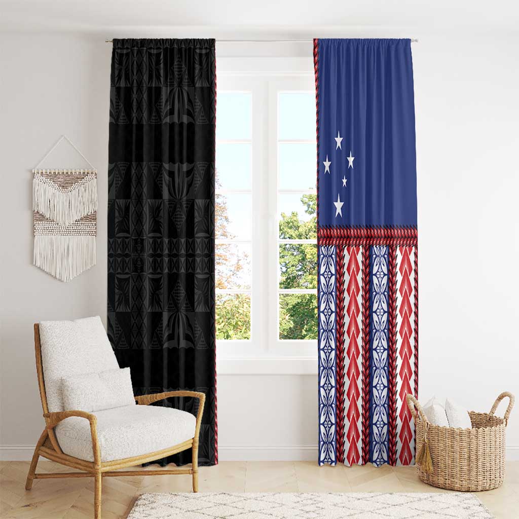 Samoa Flag Window Curtain Ula Fala With Samoan Siapo LT05 - Polynesian Pride