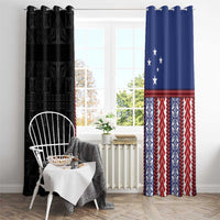 Samoa Flag Window Curtain Ula Fala With Samoan Siapo LT05 - Polynesian Pride