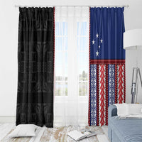 Samoa Flag Window Curtain Ula Fala With Samoan Siapo LT05 - Polynesian Pride