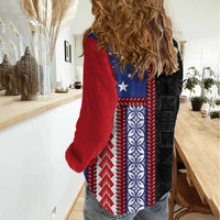 Samoa Flag Women Casual Shirt Ula Fala With Samoan Siapo LT05 - Polynesian Pride