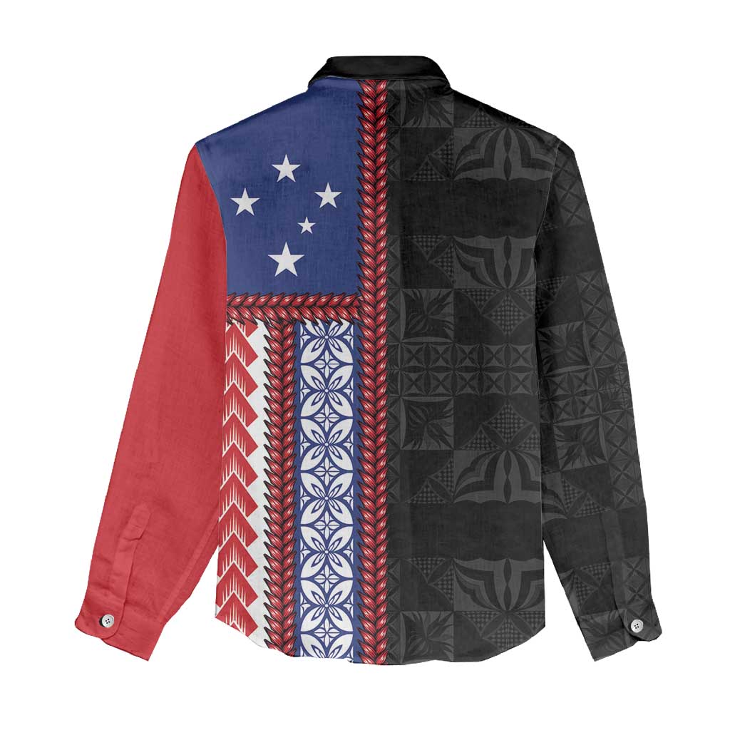 Samoa Flag Women Casual Shirt Ula Fala With Samoan Siapo LT05 - Polynesian Pride