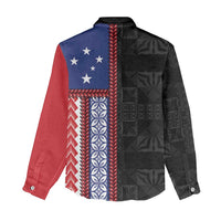 Samoa Flag Women Casual Shirt Ula Fala With Samoan Siapo LT05 - Polynesian Pride