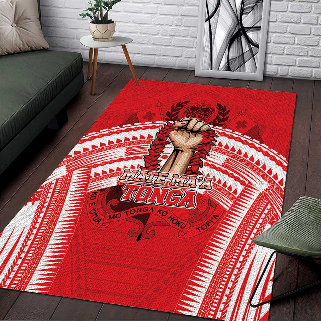 Tonga Rugby Mate Ma'a Area Rug Tongan Pride Unique Style LT05 Red - Polynesian Pride