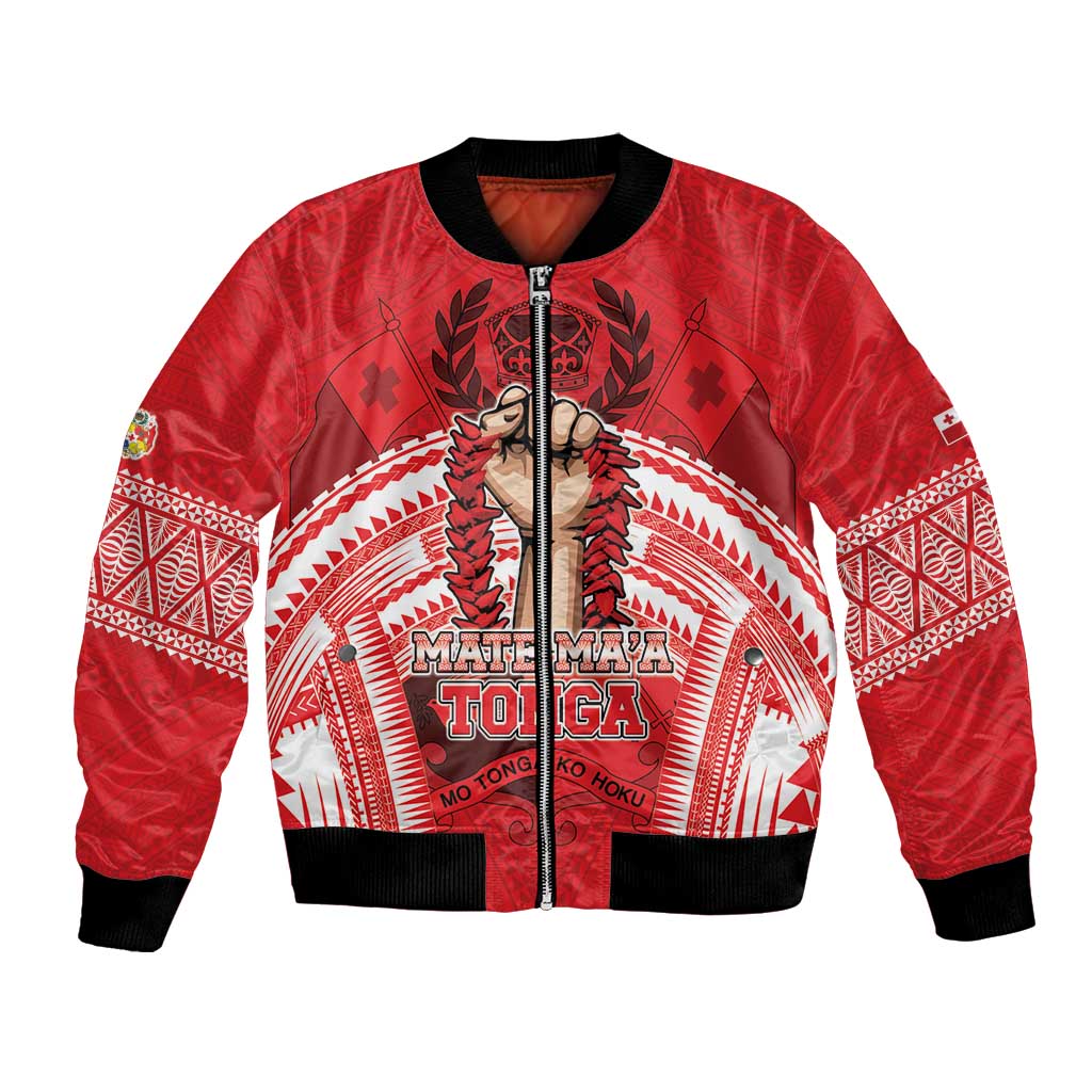 Custom Tonga Rugby Mate Ma'a Bomber Jacket Tongan Pride Unique Style LT05 Unisex Red - Polynesian Pride