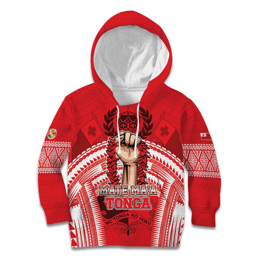Custom Tonga Rugby Mate Ma'a Kid Hoodie Tongan Pride Unique Style LT05 Hoodie Red - Polynesian Pride