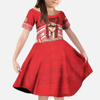 Custom Tonga Rugby Mate Ma'a Kid Short Sleeve Dress Tongan Pride Unique Style LT05 KID Red - Polynesian Pride