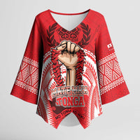 Custom Tonga Rugby Mate Ma'a Kimono Sleeve Blouse Tongan Pride Unique Style LT05 Female Red - Polynesian Pride