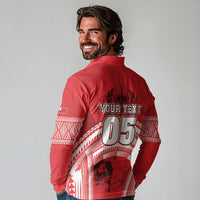 Custom Tonga Rugby Mate Ma'a Long Sleeve Polo Shirt Tongan Pride Unique Style LT05 - Polynesian Pride