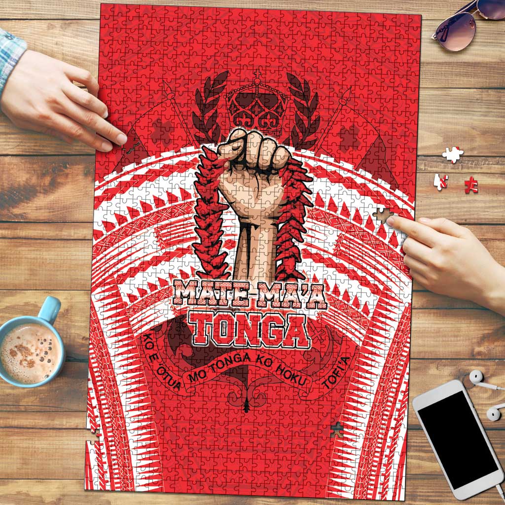 Tonga Rugby Mate Ma'a Puzzle Tongan Pride Unique Style LT05 Red - Polynesian Pride
