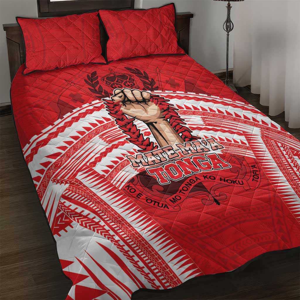 Tonga Rugby Mate Ma'a Quilt Bed Set Tongan Pride Unique Style LT05 Red - Polynesian Pride