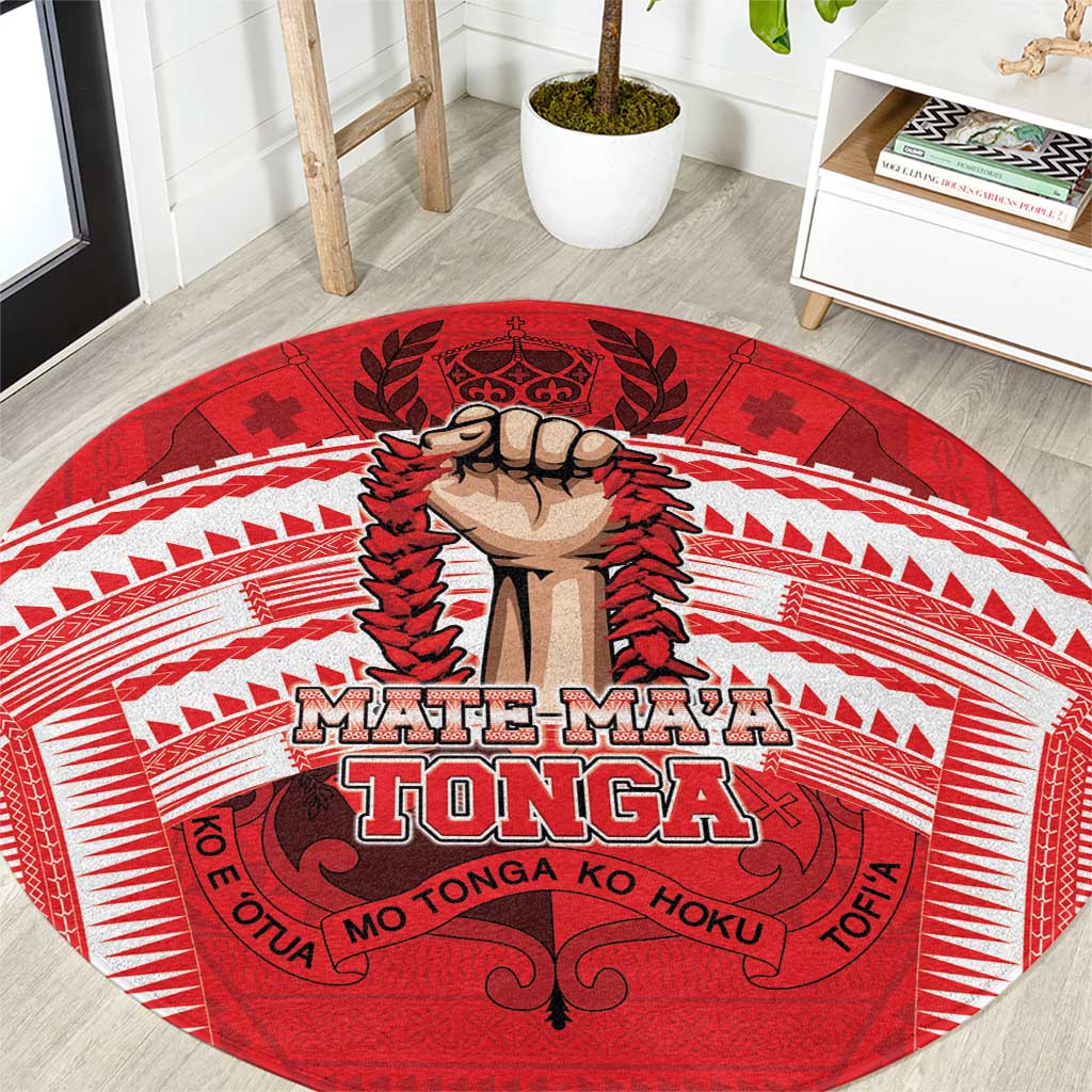 Tonga Rugby Mate Ma'a Round Carpet Tongan Pride Unique Style LT05 Red - Polynesian Pride
